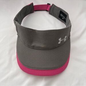 Under Armour Visor Heatgear Gray/Pink Adjustable Women Tennis Golf Pickle Ball